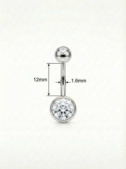 Bauchnabelpiercing Titan mit Zirkonia Doppelkristall
