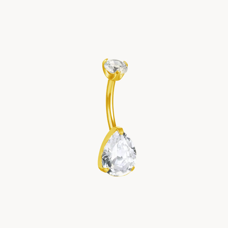 Titan ASTM F136, poliert oder 18K PVD-vergoldet · Innengewinde · 1,6×10 mm · Zirkonia mit eingefassten Tropfenkristall · wasserfest. Hautfreundlich und präzise verarbeitet.