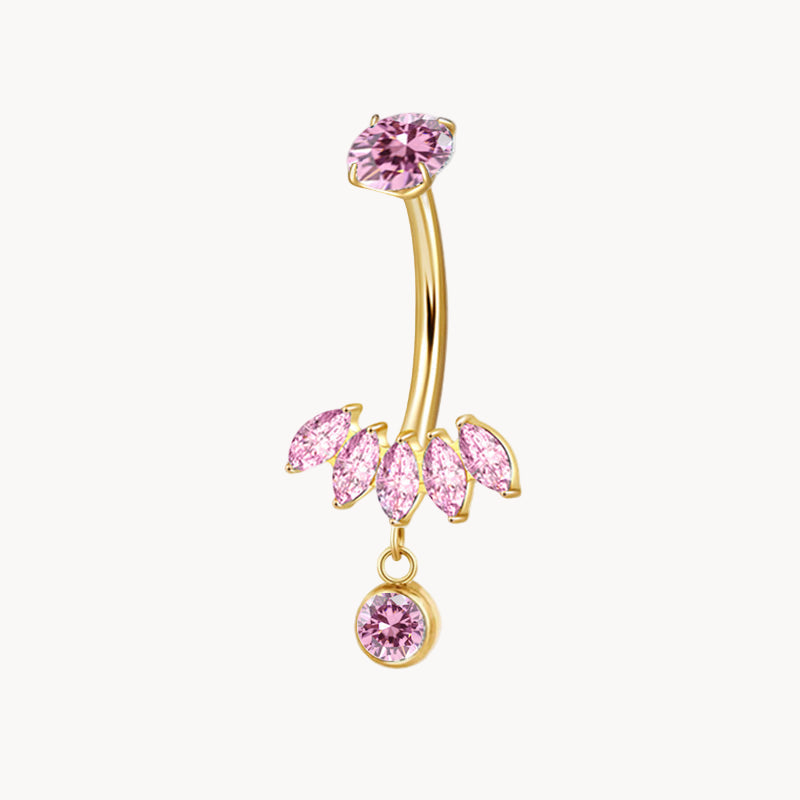 Bauchnabel Titan Bananabell 5 Marquise Kristalle in Pink