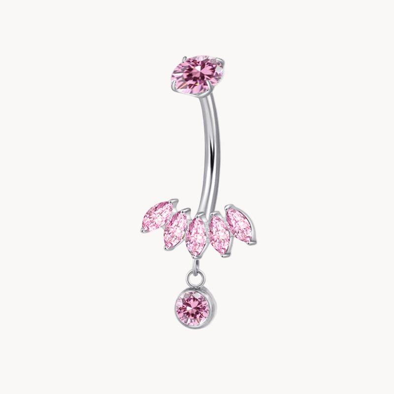 Bauchnabel Titan Bananabell 5 Marquise Kristalle in Pink