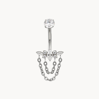 Bauchnabel Titan (ASTM F136) Bananabell Marquise-Cluster mit Ketten 1,6×10 mm – ROYALSKIN