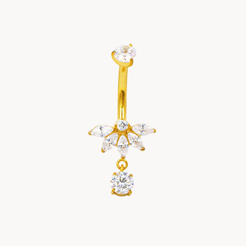Bauchnabel Titan 18kt Gold PVD  Bananabell Lotus-Anhänger – ROYALSKIN