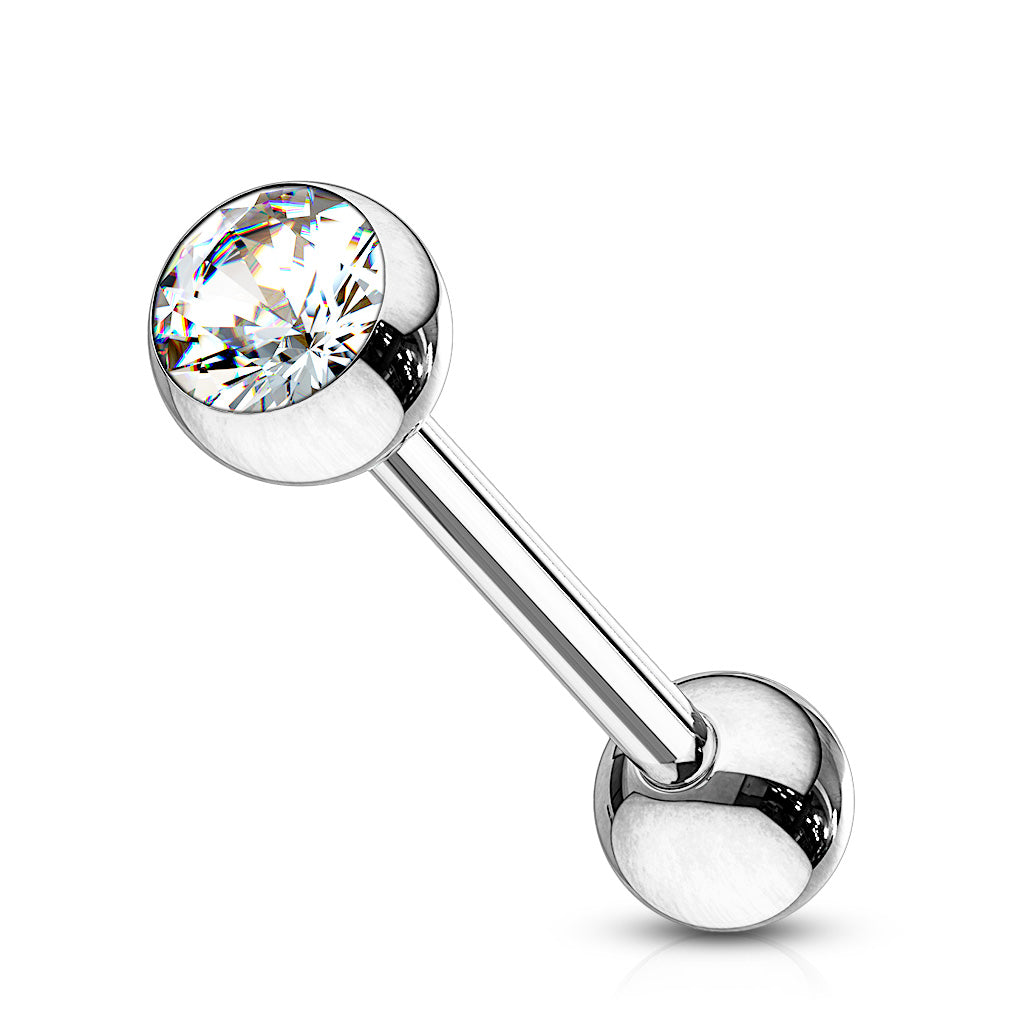 Zungenpiercing Barbell mit Zirkonia Kristall (Chirurgenstahl 316L) (9172541800776)