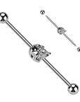 Industrialpiercing Ohrpiercing mit Totenkopf Motiv und Kristallaugen (Chirurgenstahl 316L) (9172542521672)