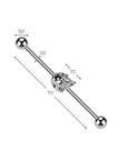 Industrialpiercing Ohrpiercing mit Totenkopf Motiv und Kristallaugen (Chirurgenstahl 316L) (9172542521672)