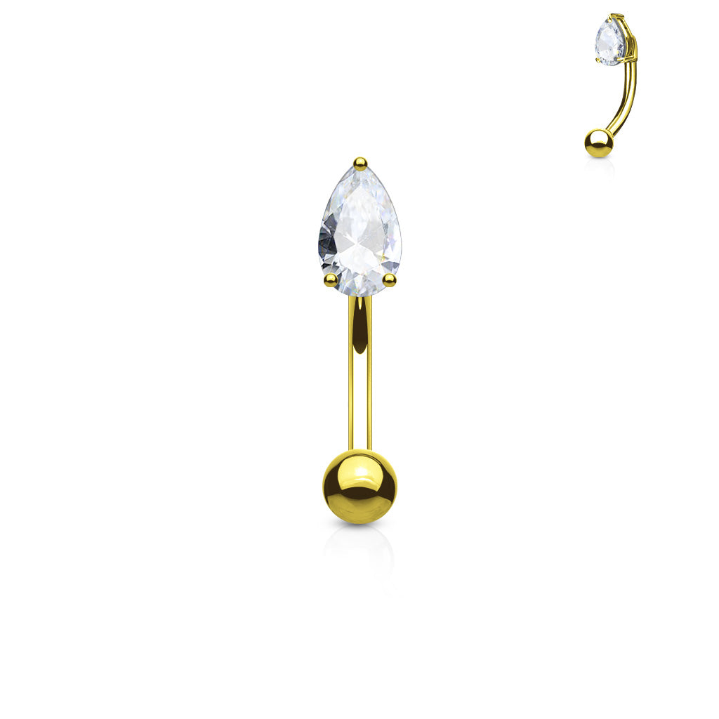 Rookpiercing "Tear Drop" vergoldet mit Zirkonia Stein (Chirurgenstahl 316L) - Royal Skin Jewelry (9087067881800)