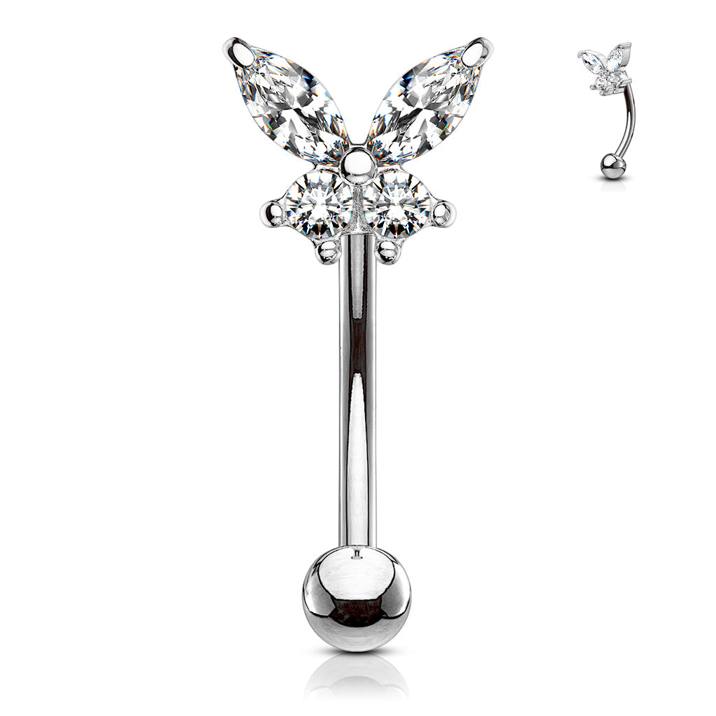 Rookpiercing "Butterfly" mit Zirkonia Stein (Chirurgenstahl 316L) - Royal Skin Jewelry (9087067849032)