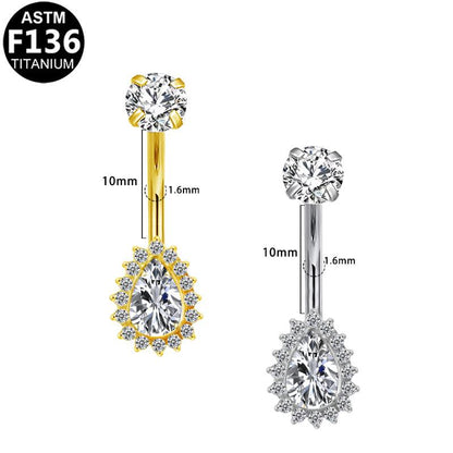 Bauchnabelpiercing aus TITAN mit Tropfen-Halo - Innengewinde