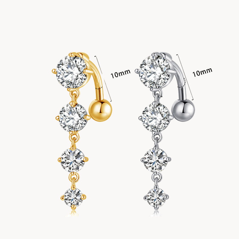 Vierkristall Kette Bauchnabelpiercing aus Titan
