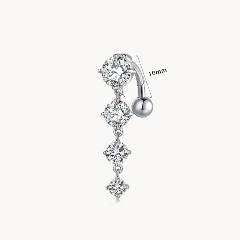 Vierkristall Kette Bauchnabelpiercing aus Titan