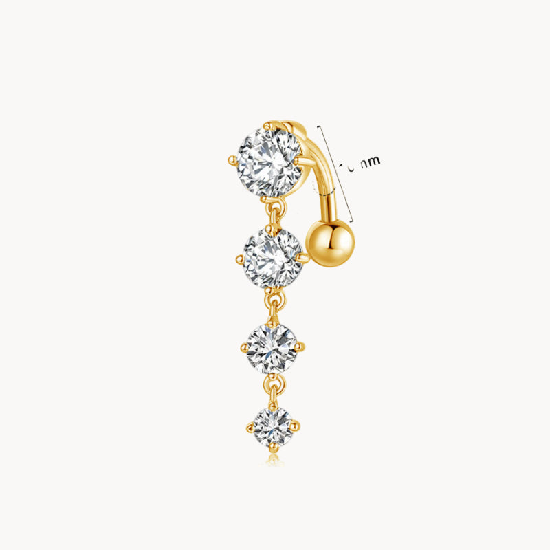 Vierkristall Kette Bauchnabelpiercing aus Titan