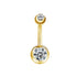 TITAN ASTM F136 Bananabell mit doppelten Zirkonia Kristall Gold für Bauchnabel-, Intimpiercings