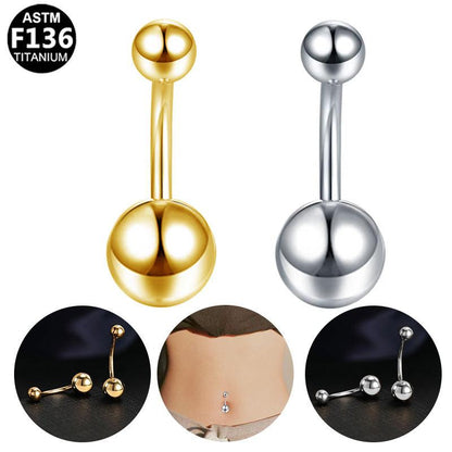 Bauchnabelpiercing und/oder intimpiercing auf ASTM F136 in Gold und Silber mit Kugeln - Produkt- und Tragebilder auf schwarzem Hintergund