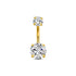TITAN ASTM F136 Bauchnabelpiercing Bananabell Gold mit eingefassten Zirkonia Kristallen als Clawsetting für Bauchnabel-, Intimpiercing