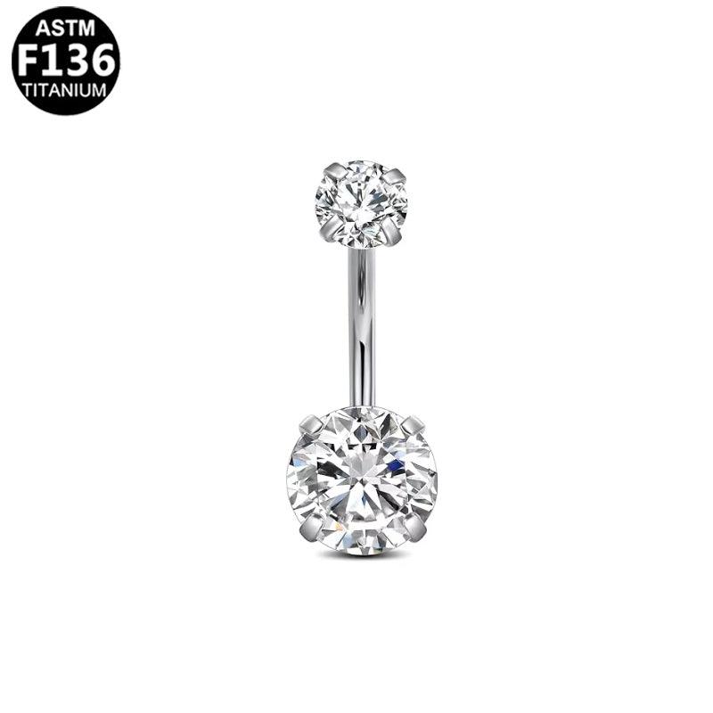 Bauchnabelpiercing aus TITAN mit Doppelkristall Zirkonia