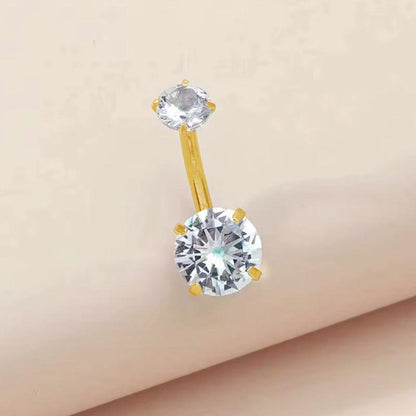 Bauchnabelpiercing aus TITAN mit Doppelkristall Zirkonia
