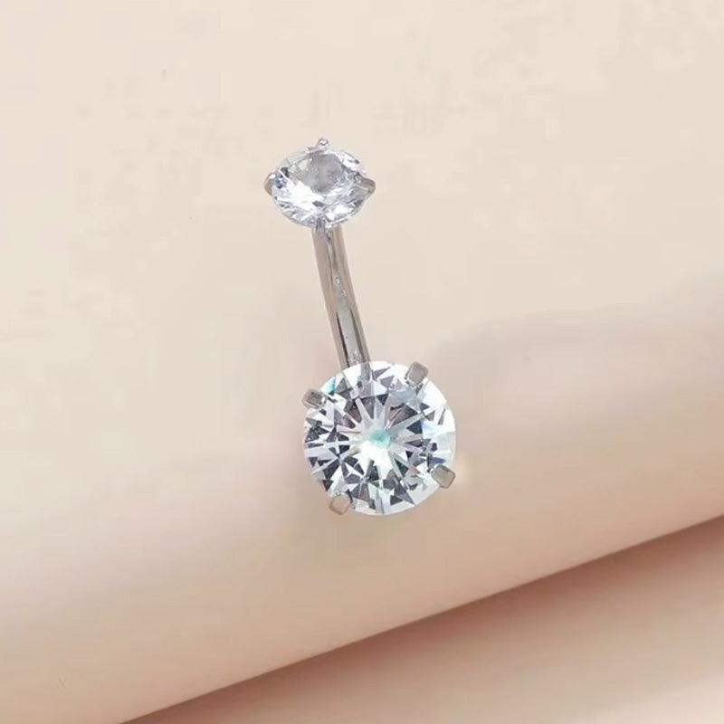 Bauchnabelpiercing aus TITAN mit Doppelkristall Zirkonia