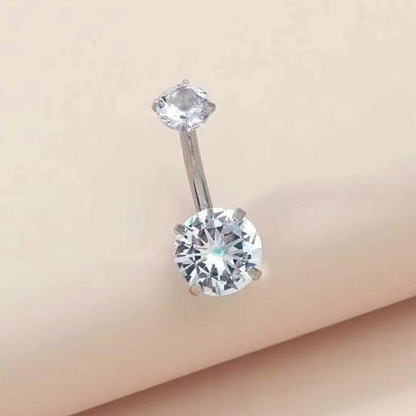 Bauchnabelpiercing aus TITAN mit Doppelkristall Zirkonia
