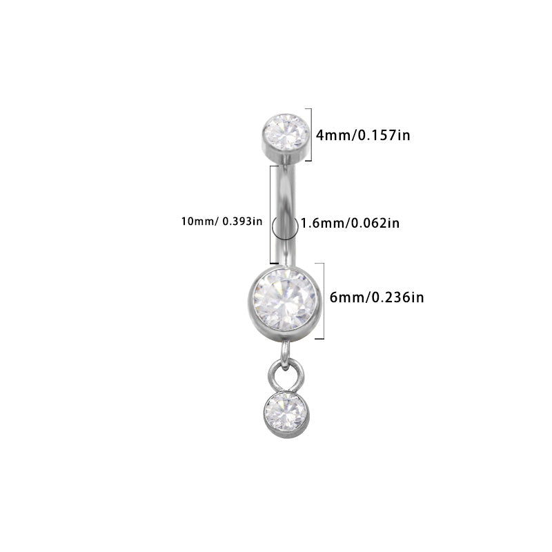 Doppelkristall klein Bauchnabelpiercing aus Titan