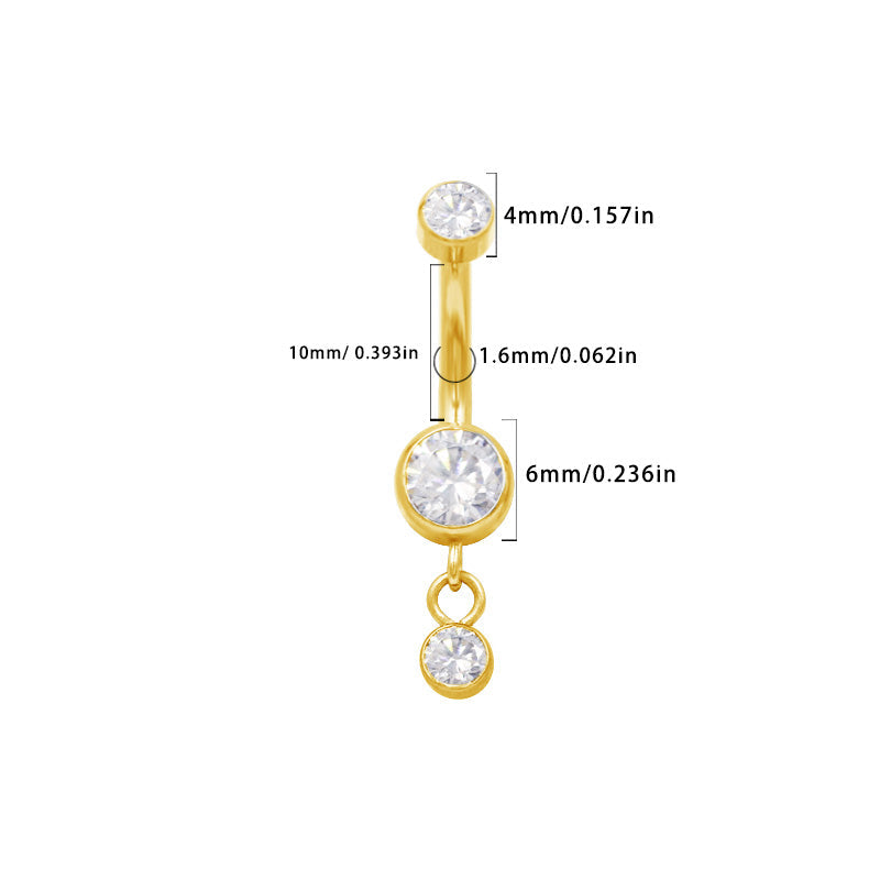 Doppelkristall klein Bauchnabelpiercing aus Titan