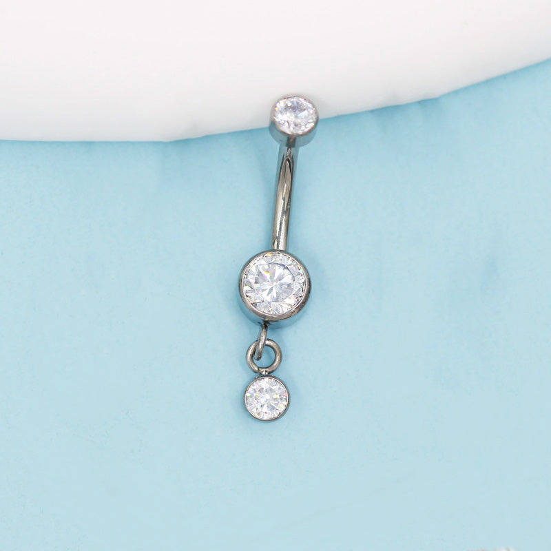 Doppelkristall klein Bauchnabelpiercing aus Titan