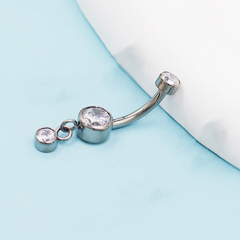 Doppelkristall klein Bauchnabelpiercing aus Titan