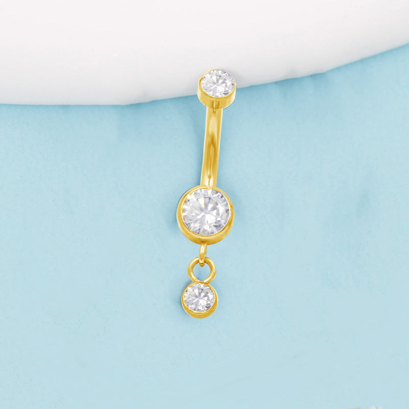 Doppelkristall klein Bauchnabelpiercing aus Titan