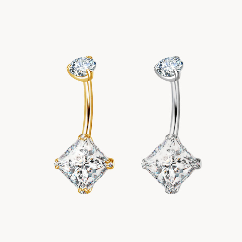 Quadratkristall Bauchnabelpiercing aus Titan