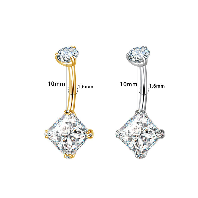 Quadratkristall Bauchnabelpiercing aus Titan