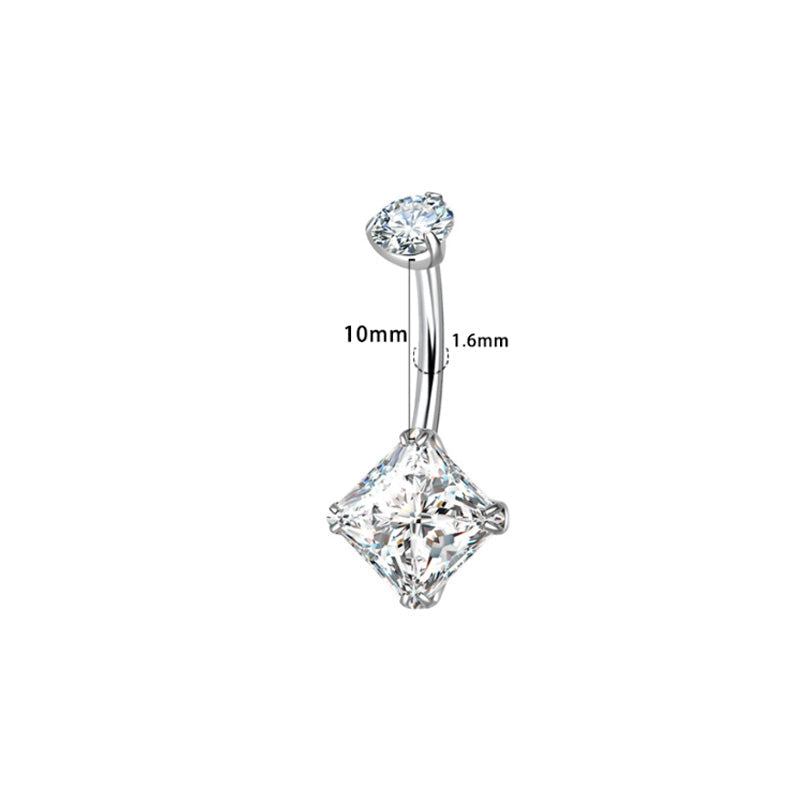 Quadratkristall Bauchnabelpiercing aus Titan