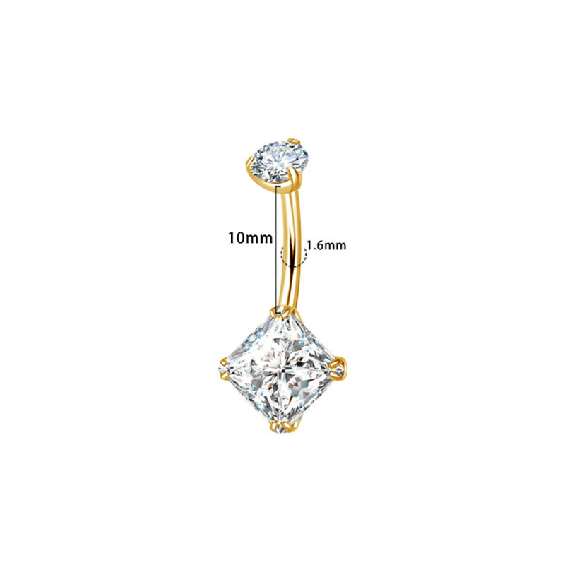 Quadratkristall Bauchnabelpiercing aus Titan