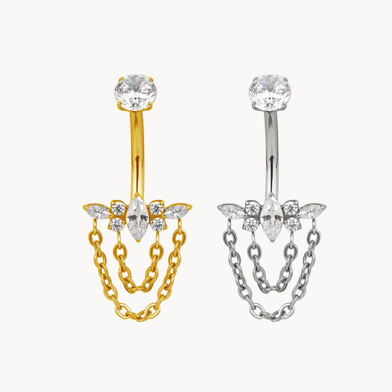 Bauchnabel Titan Bananabell Marquise-Cluster mit Ketten