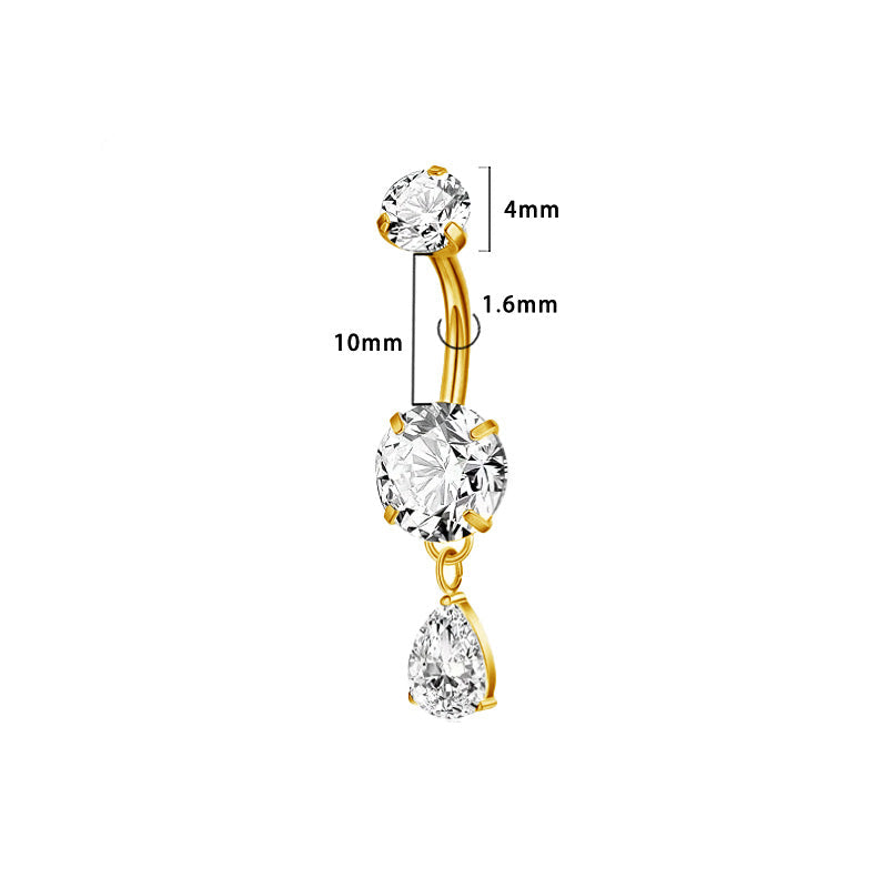 Doppelkristall Tropfen Bauchnabelpiercing aus Titan