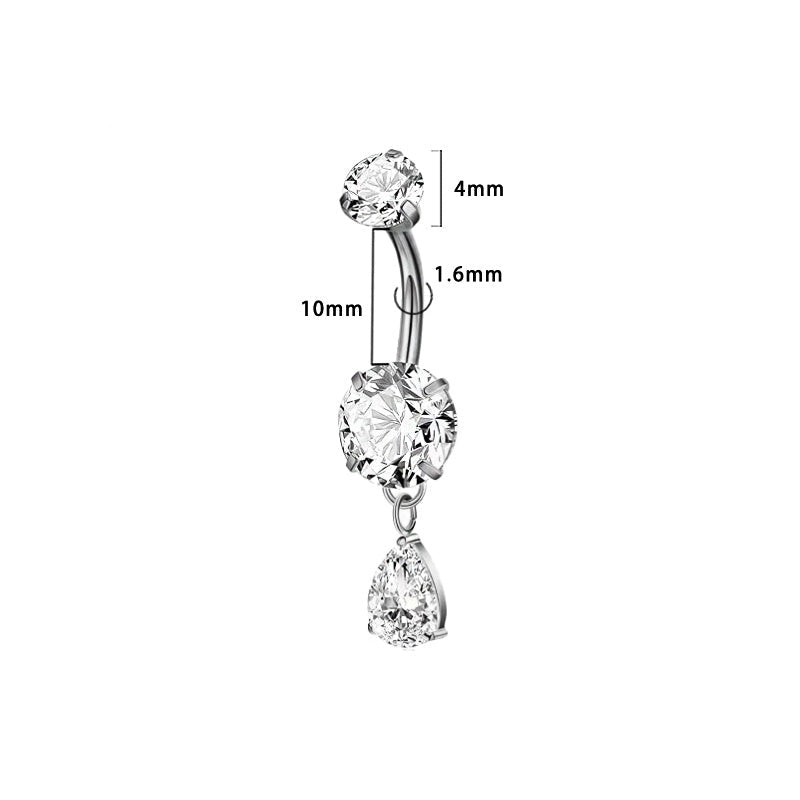 Doppelkristall Tropfen Bauchnabelpiercing aus Titan