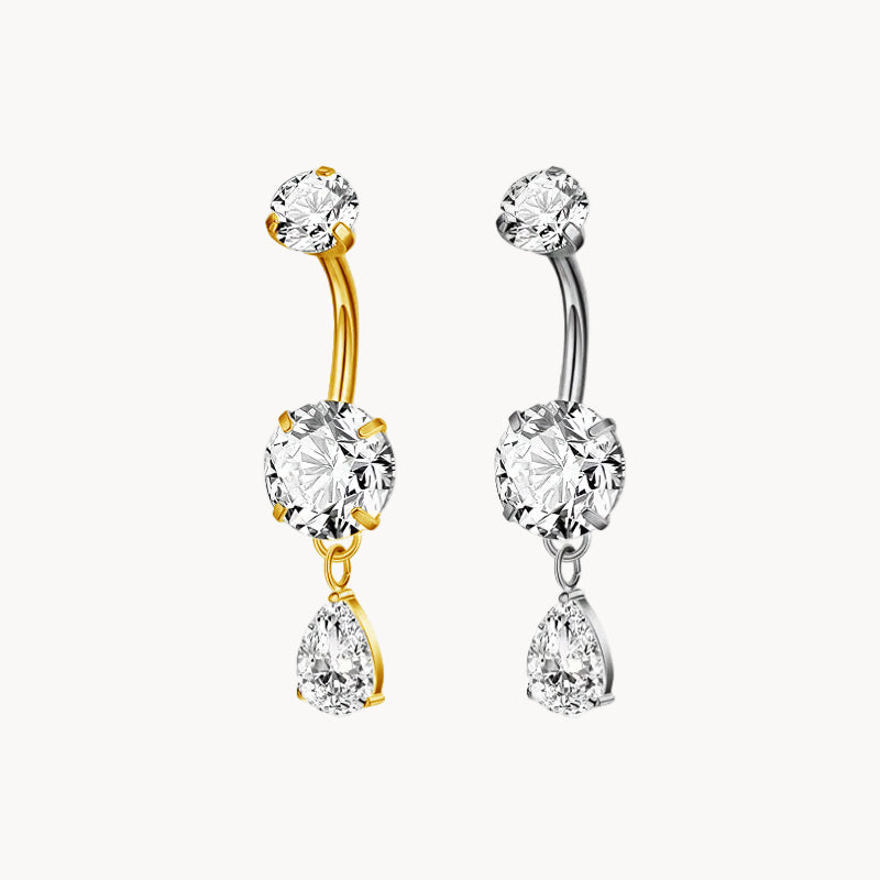 Doppelkristall Tropfen Bauchnabelpiercing aus Titan