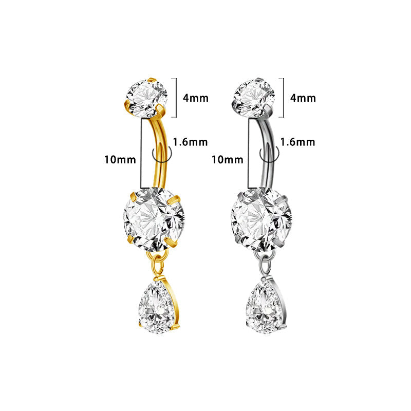 Doppelkristall Tropfen Bauchnabelpiercing aus Titan
