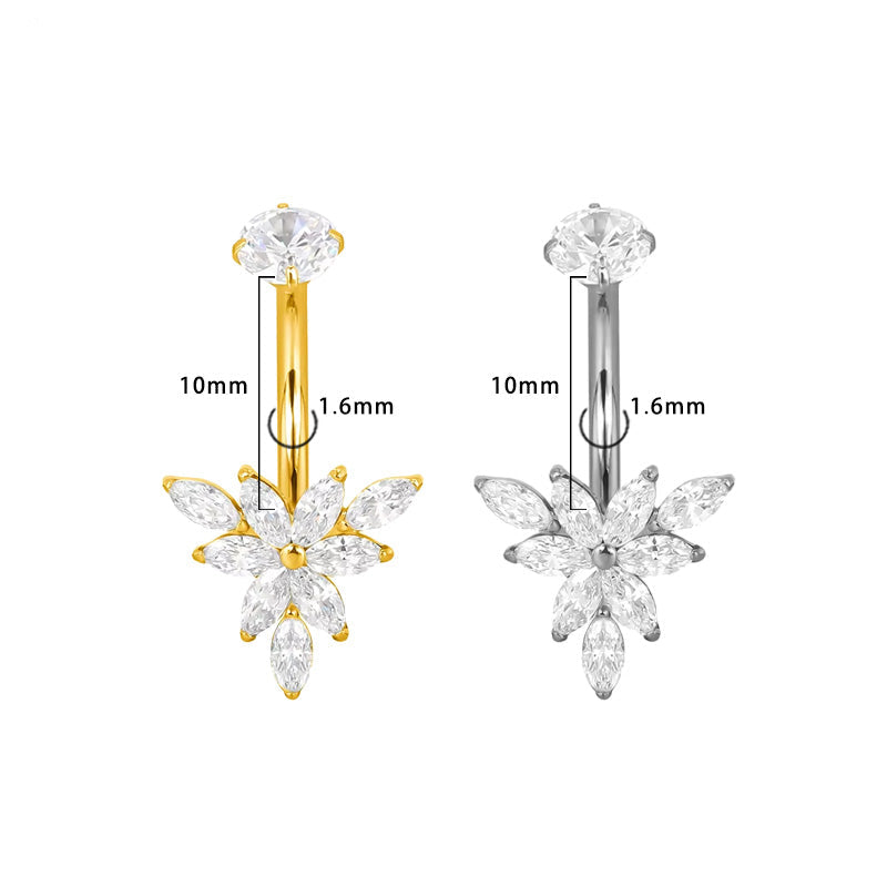 Blüte Zentrum Bauchnabelpiercing aus Titan