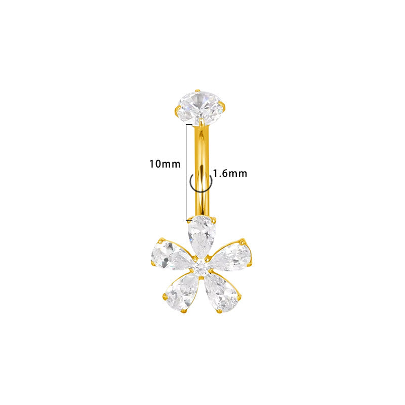 Blüte fünfblatt Bauchnabelpiercing aus Titan