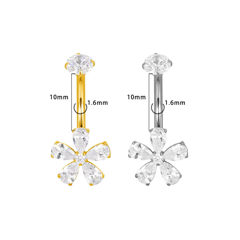 Blüte fünfblatt Bauchnabelpiercing aus Titan