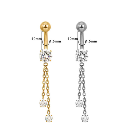 Bauchnabel Titan Bananabell Kette mit 2 Kristalle