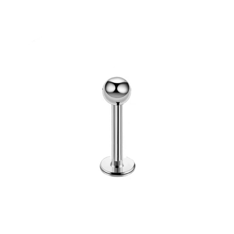 Titan Labret mit flacher Rückseite und silberne Kugel oben drauf für Lippe, Nase, Helix, Conch Piercings und vieles mehr