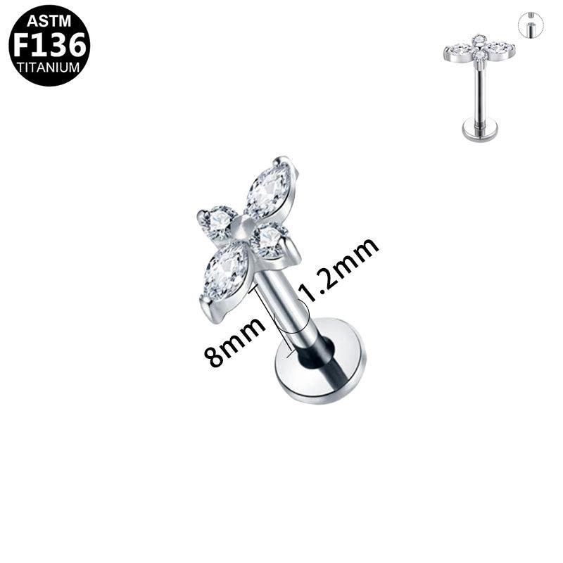 Labret aus TITAN mit Kreuz aus Zirkonia