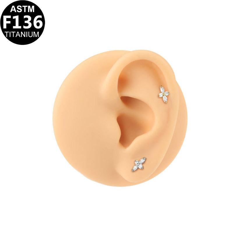 Labret aus TITAN mit Kreuz aus Zirkonia