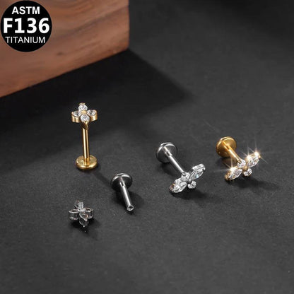 Labret aus TITAN mit Kreuz aus Zirkonia