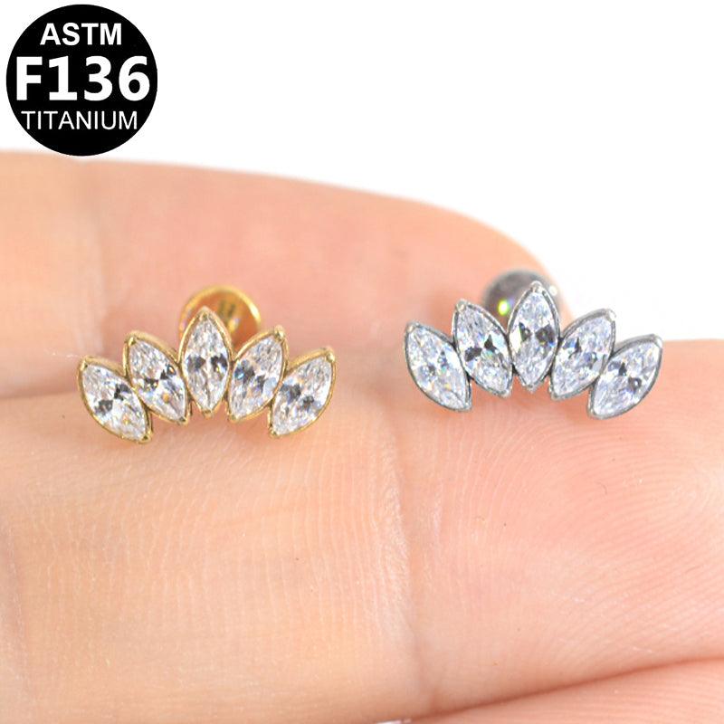 Labret aus TITAN mit Kristall Fächer