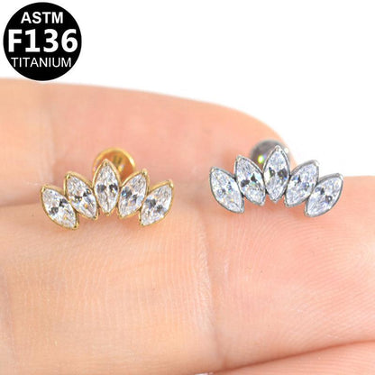 Labret aus TITAN mit Kristall Fächer