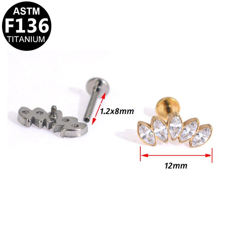 Labret aus TITAN mit Kristall Fächer