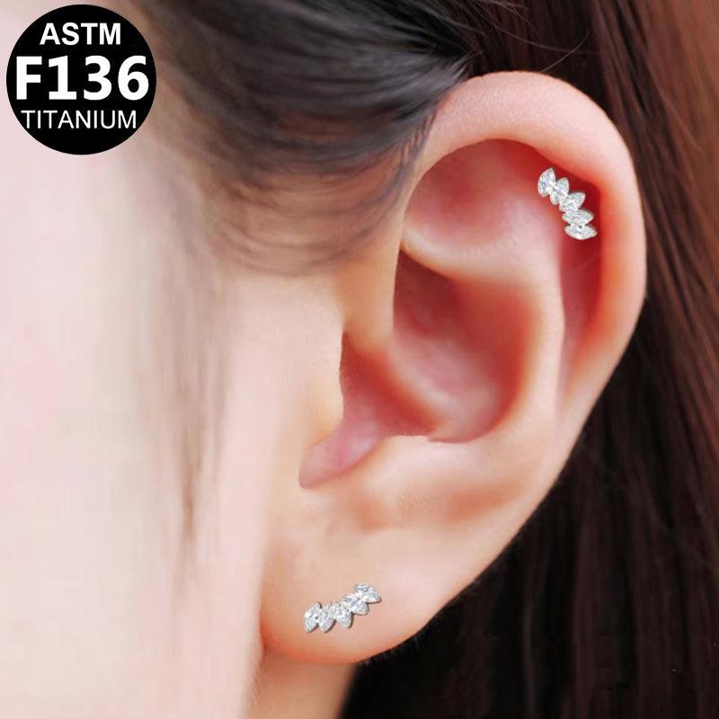 Labret aus TITAN mit Kristall Fächer