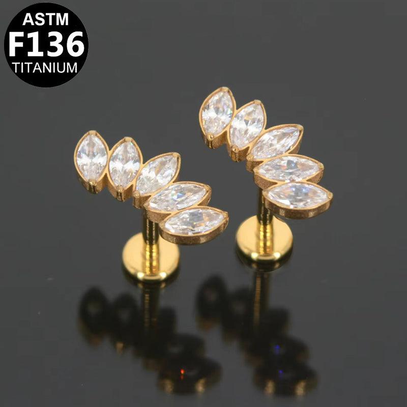 Labret aus TITAN mit Kristall Fächer