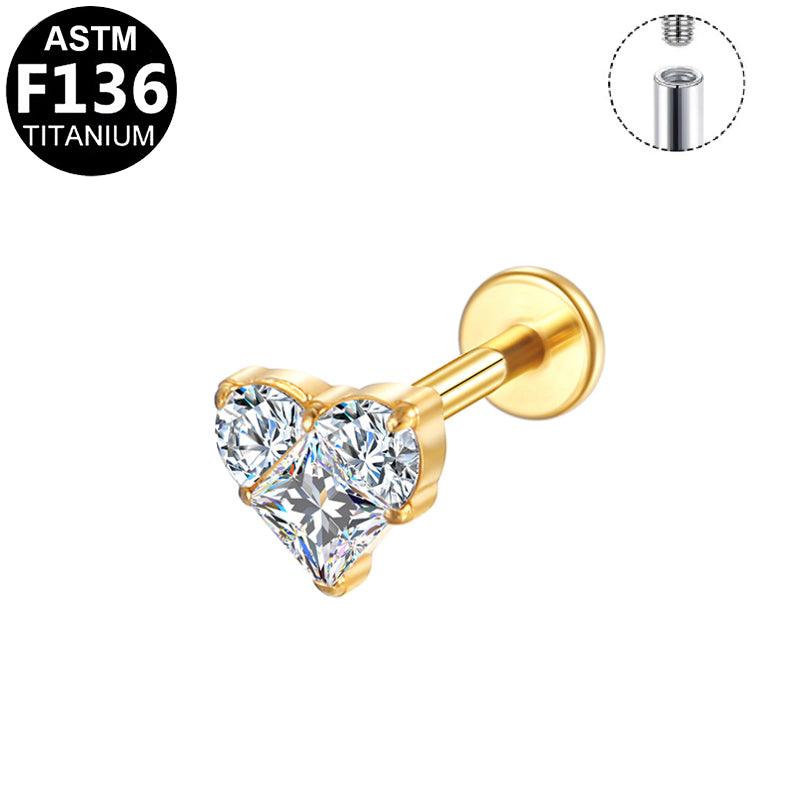 Labret aus TITAN mit Herz-Design